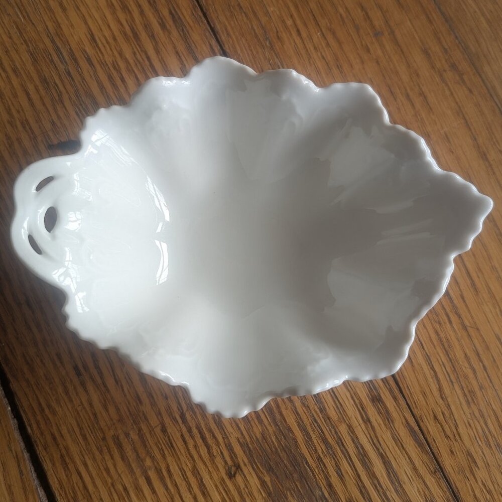 Antique Moritz Zdekauer Small All White Porcelain Bowl Dish Base Chip Austria